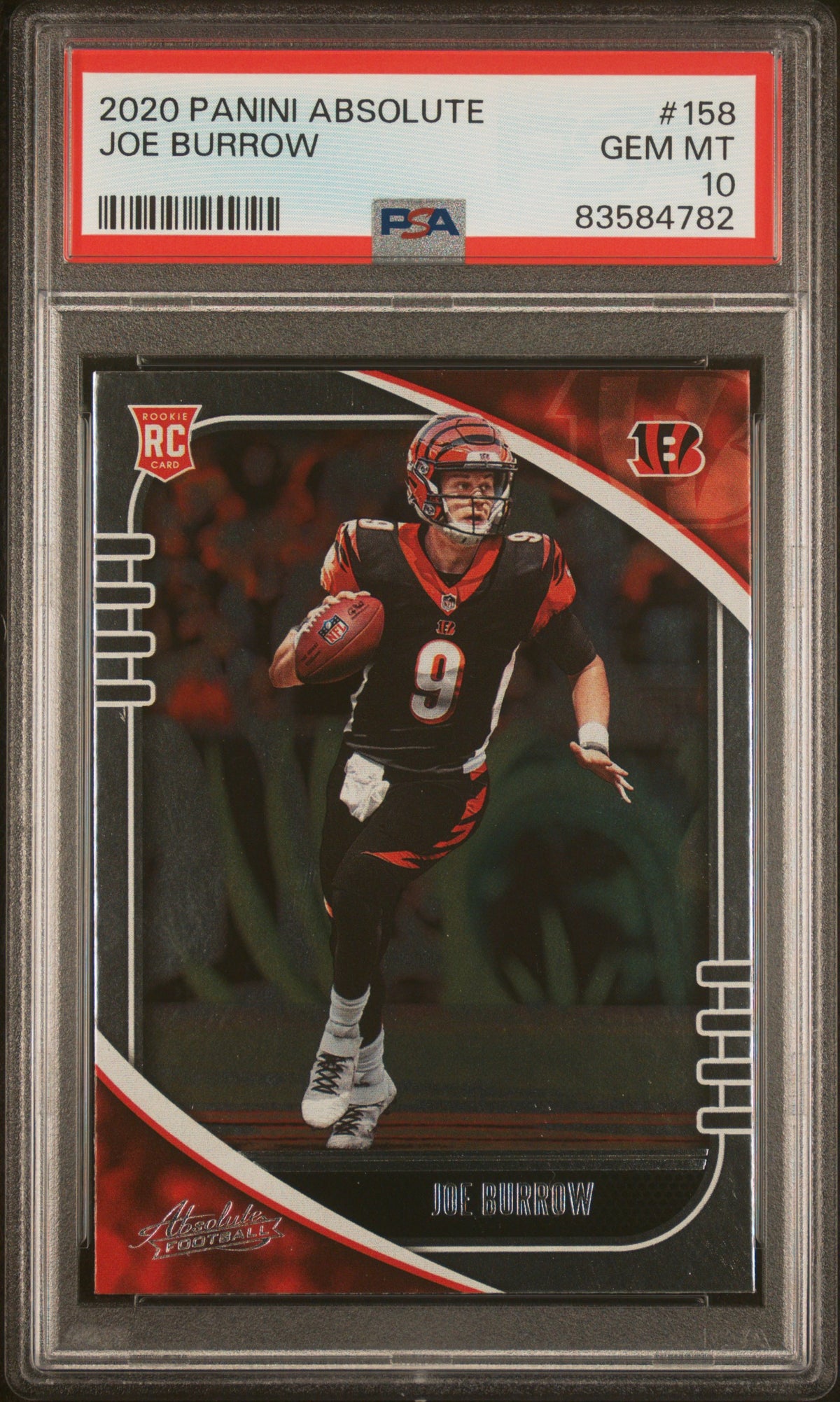 2020 Panini Absolute Joe Burrow #158 — PSA 10 — PSA cert 83584782 — front