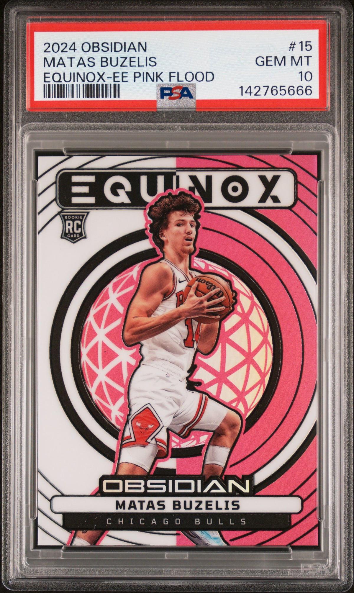 2024 Panini Obsidian Equinox Matas Buzelis Electric Etch Pink Flood #15 – PSA 10 — PSA cert 142765666 — front