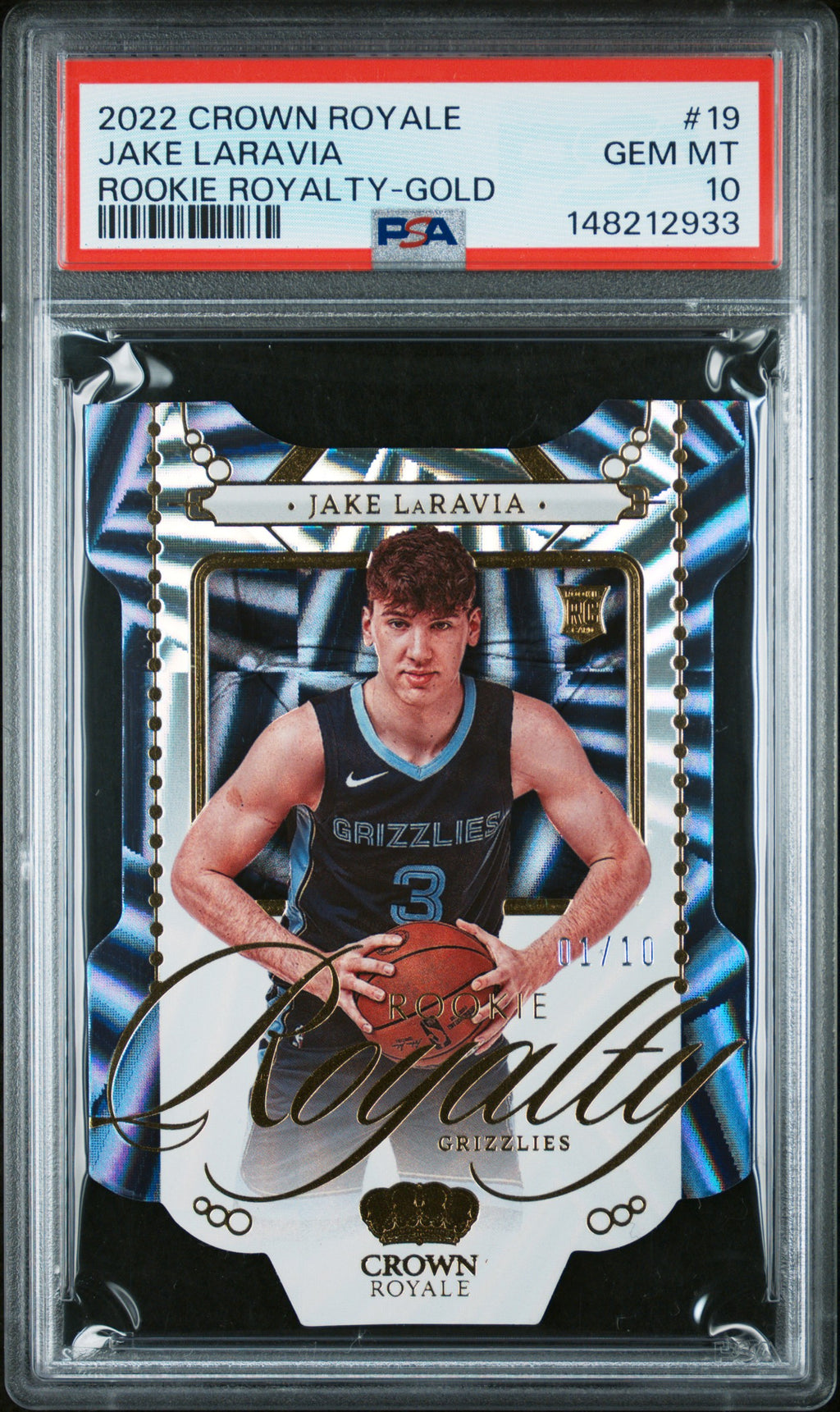 2022 Panini Crown Royale Rookie Royalty Jake LaRavia Gold #19 – PSA 10 — PSA certificate 148212933 — front