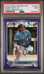 2022 Topps Chrome Update Bobby Witt Jr. Purple Refractor #USC35 — PSA 9 — PSA cert 76603815 — front