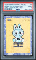 2025 Topps Chrome Labubu 10th Anniversary Monsters by Monsters Purple Refractor #4 – PSA 9 — PSA cert 148213862 — front