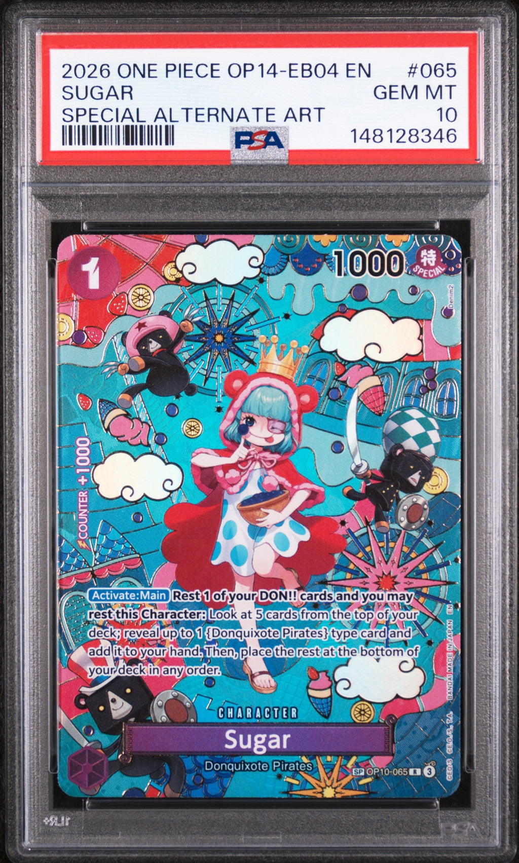 Sugar OP10-065 special alternate art PSA 10 front