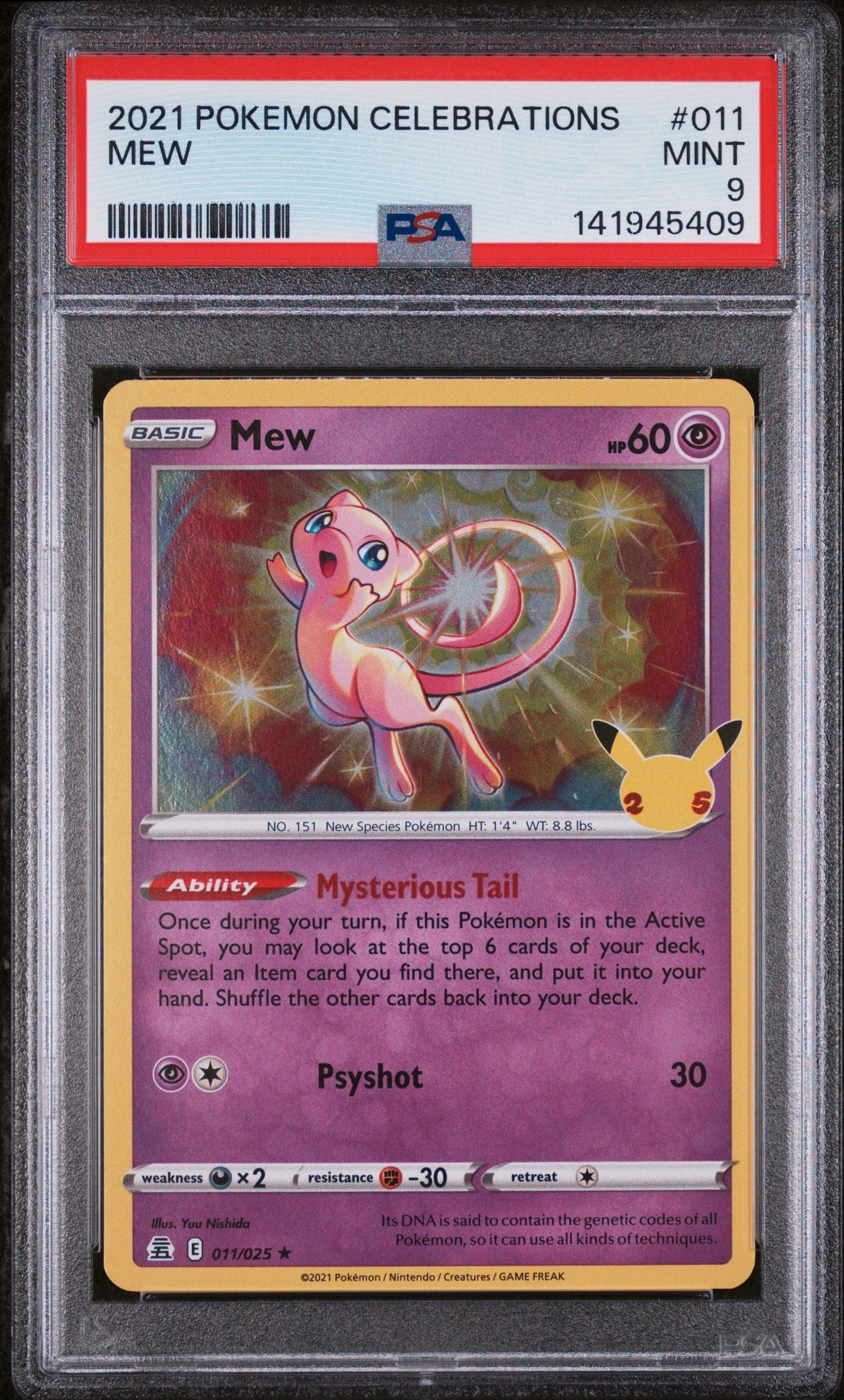 Mew Celebrations 011/025 PSA 9 front
