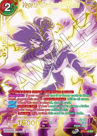 Vegeta, Omnipotent Elite (SPR) BT15-143 catalogue image