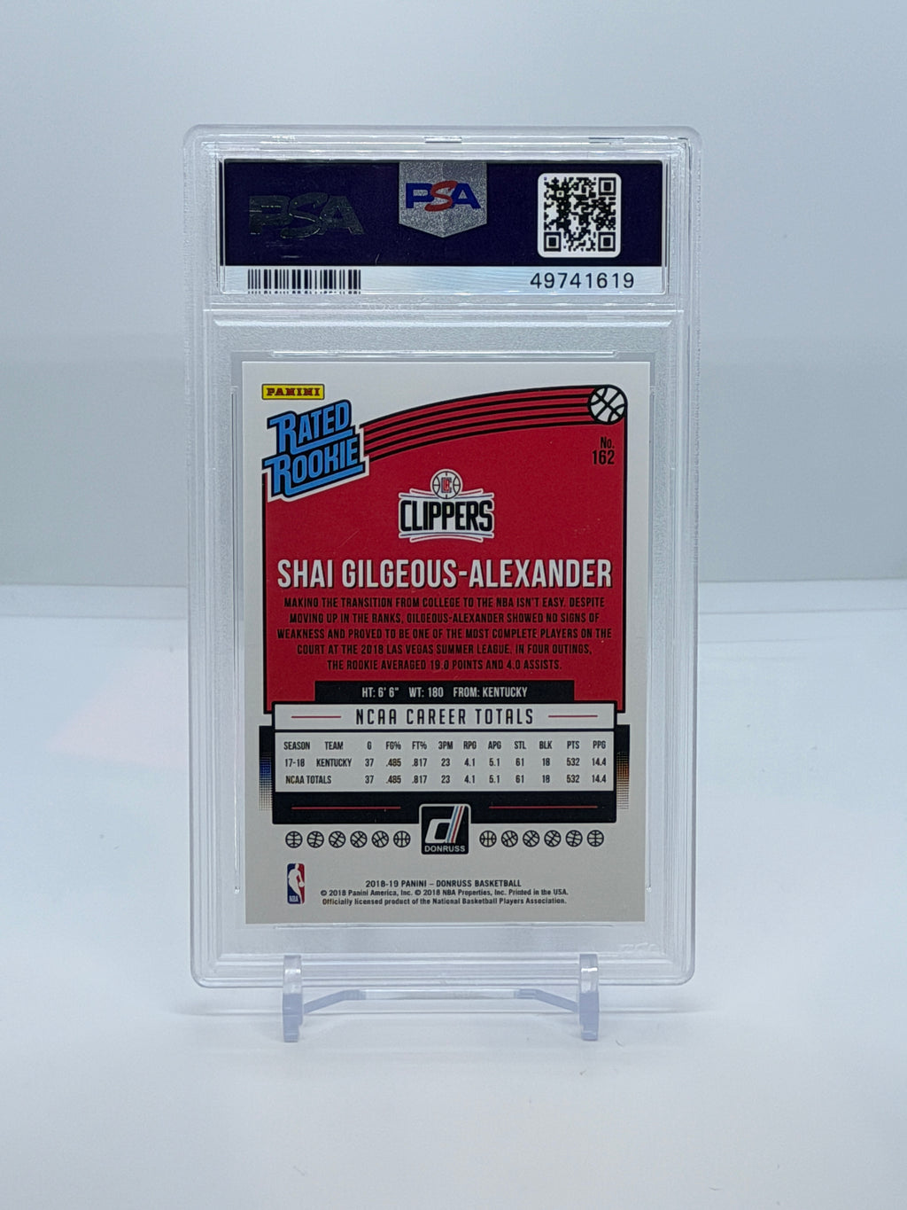 2018 Panini Donruss Shai Gilgeous-Alexander #162 ROOKIE  – PSA 9