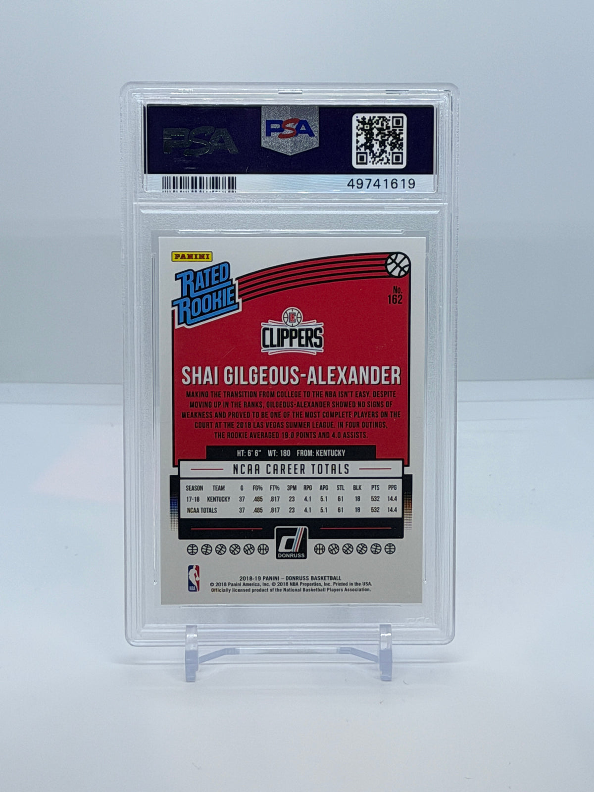 2018 Panini Donruss Shai Gilgeous-Alexander #162 ROOKIE  – PSA 9