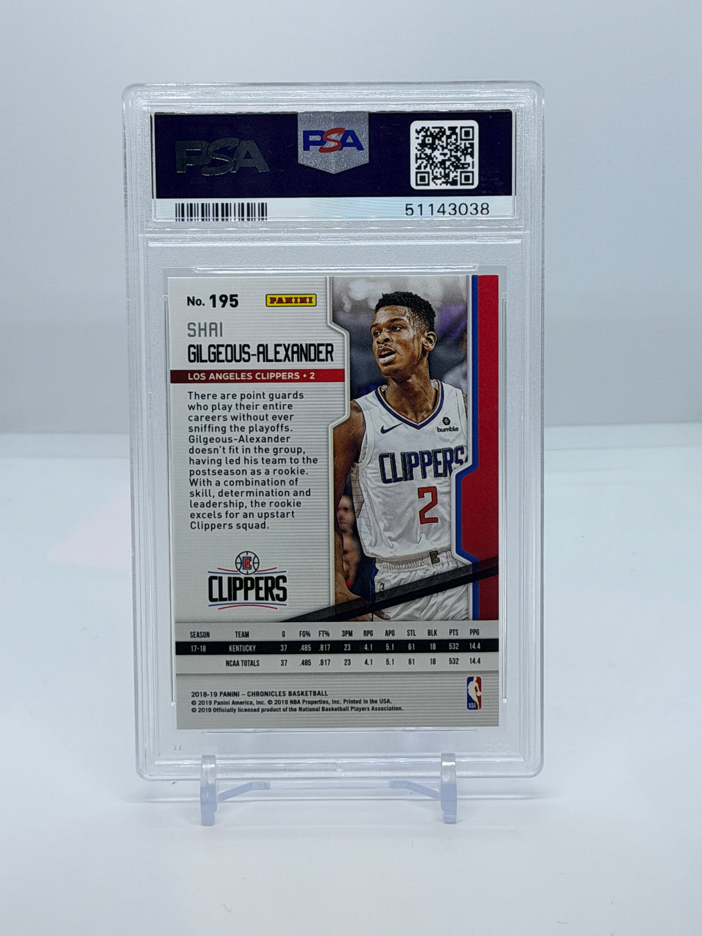 2018 Panini Chronicles Shai Gilgeous-Alexander #195 ROOKIE— PSA 9
