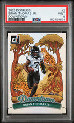 2025 Panini Donruss Downtown Brian Thomas Jr. #2 — PSA 9 — PSA cert 152491591 — front