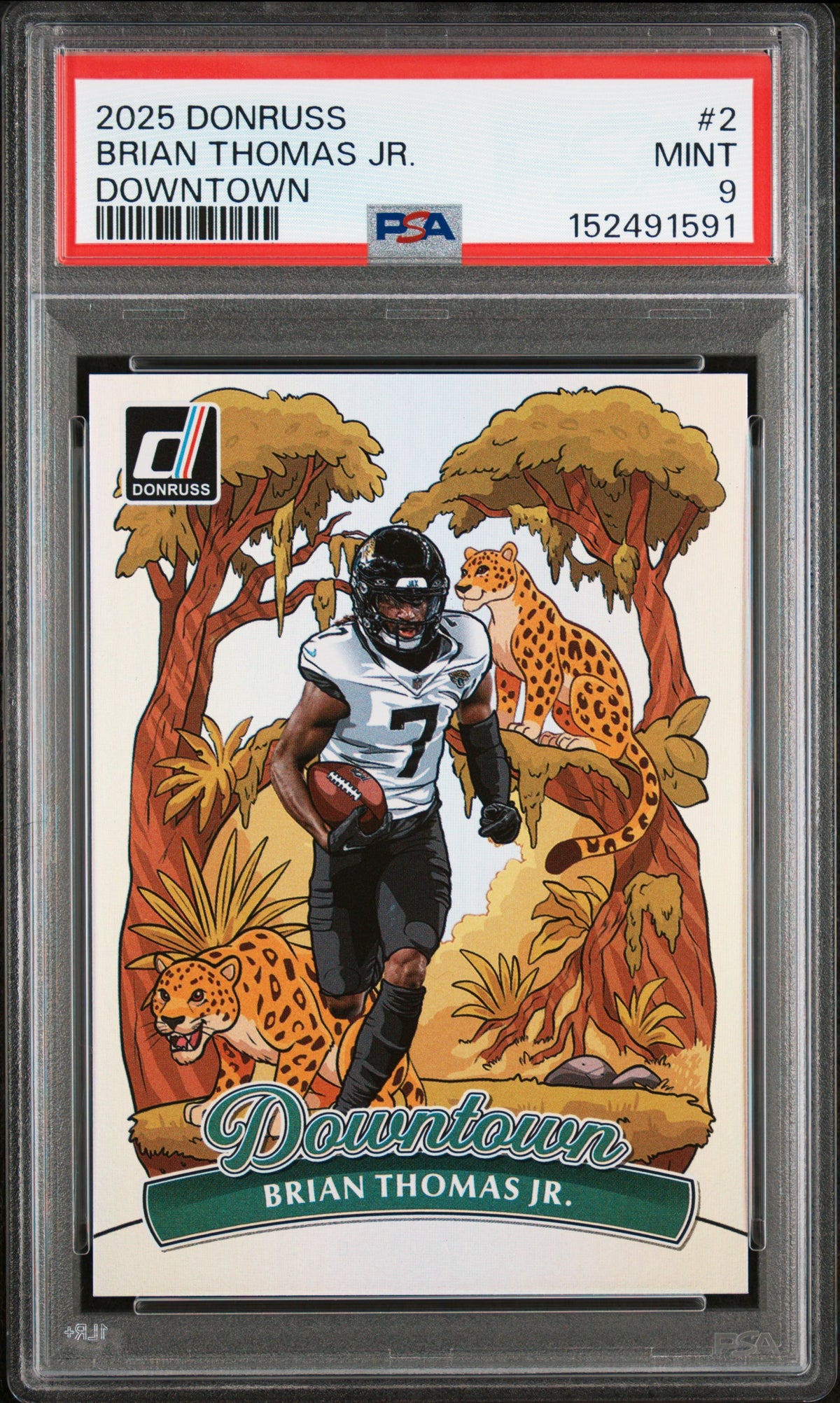 2025 Panini Donruss Downtown Brian Thomas Jr. #2 — PSA 9 — PSA cert 152491591 — front