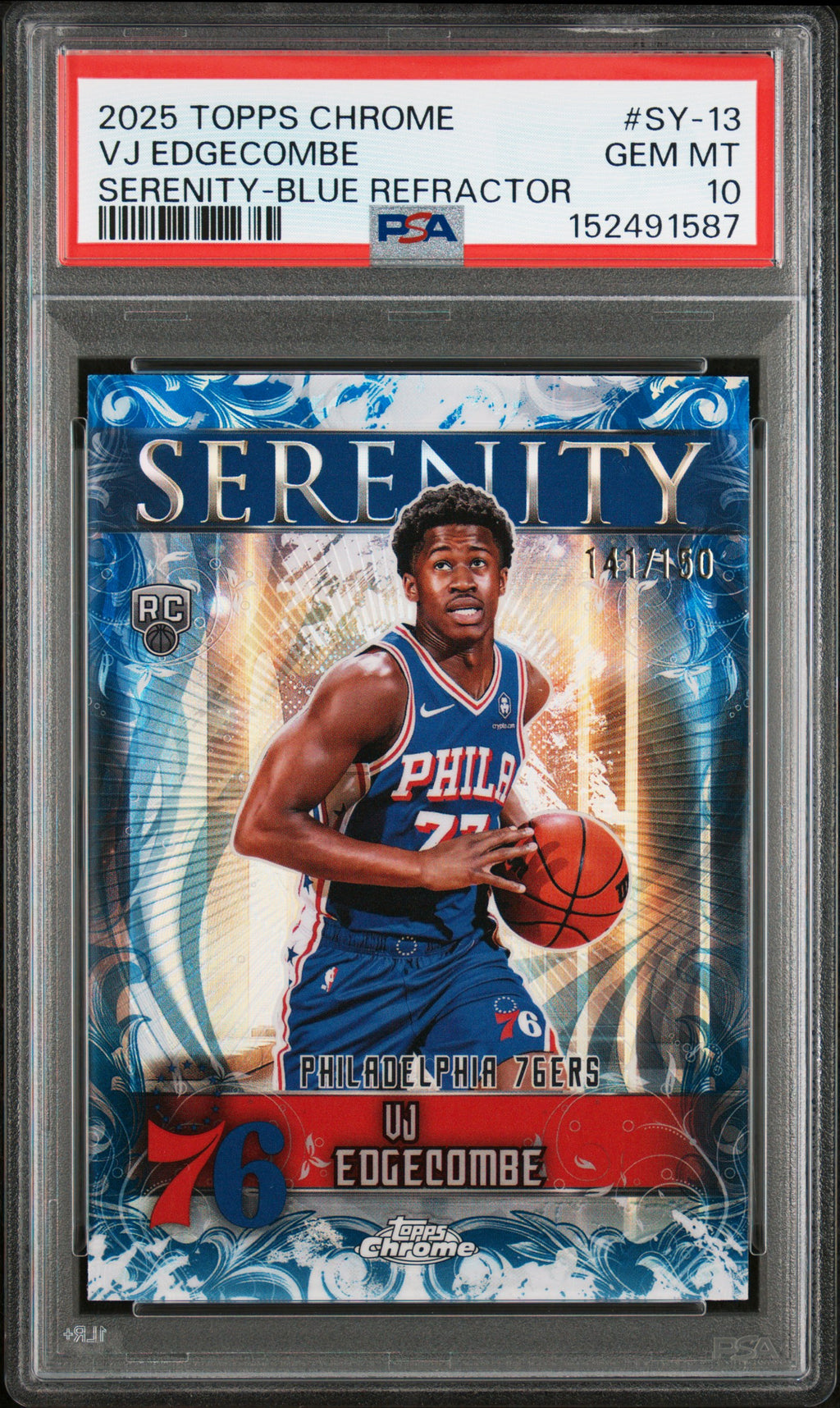 2025 Topps Chrome Serenity VJ Edgecombe Blue Refractor #SY-13 – PSA 10 — PSA cert 152491587 — front