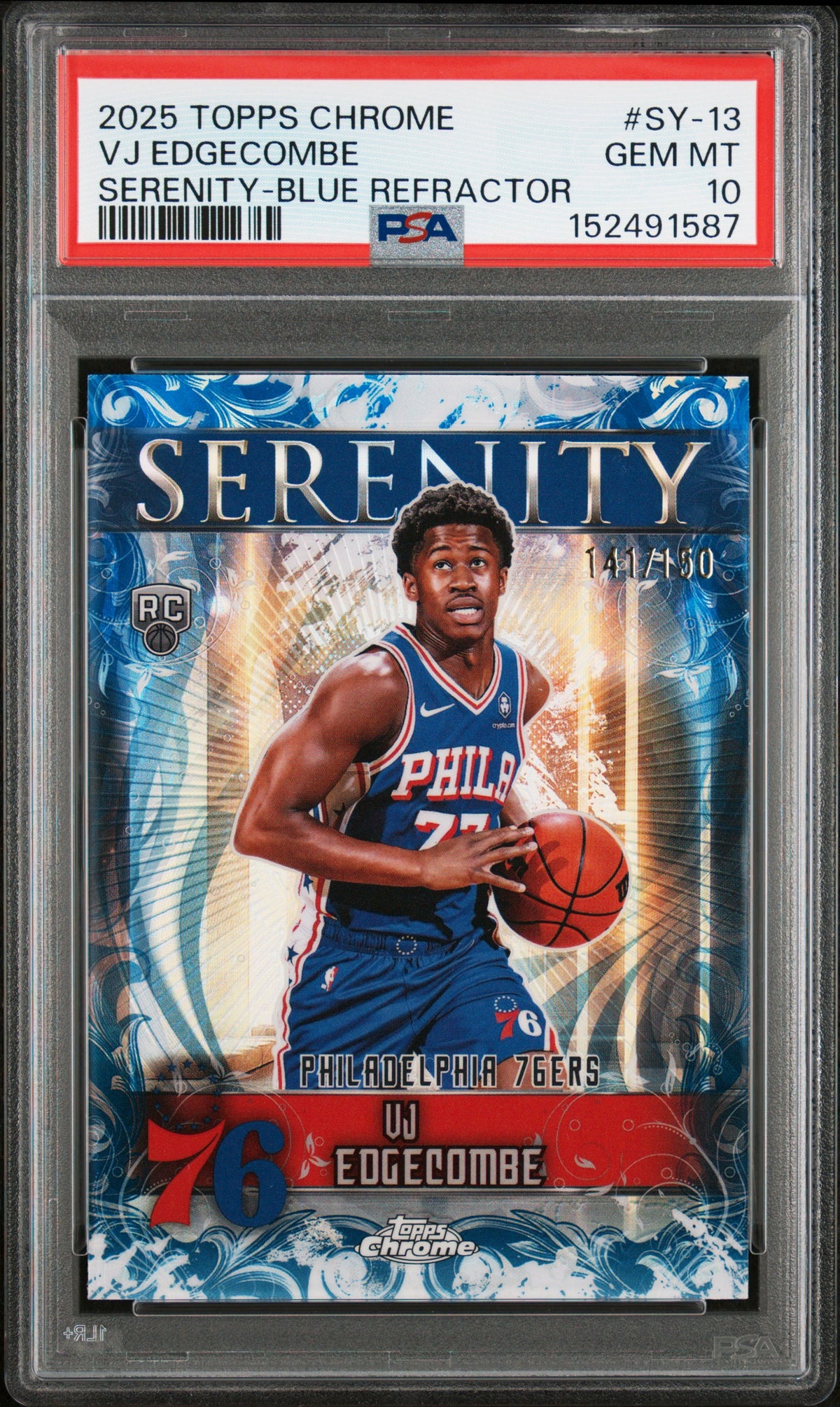 2025 Topps Chrome Serenity VJ Edgecombe Blue Refractor #SY-13 – PSA 10 — PSA cert 152491587 — front