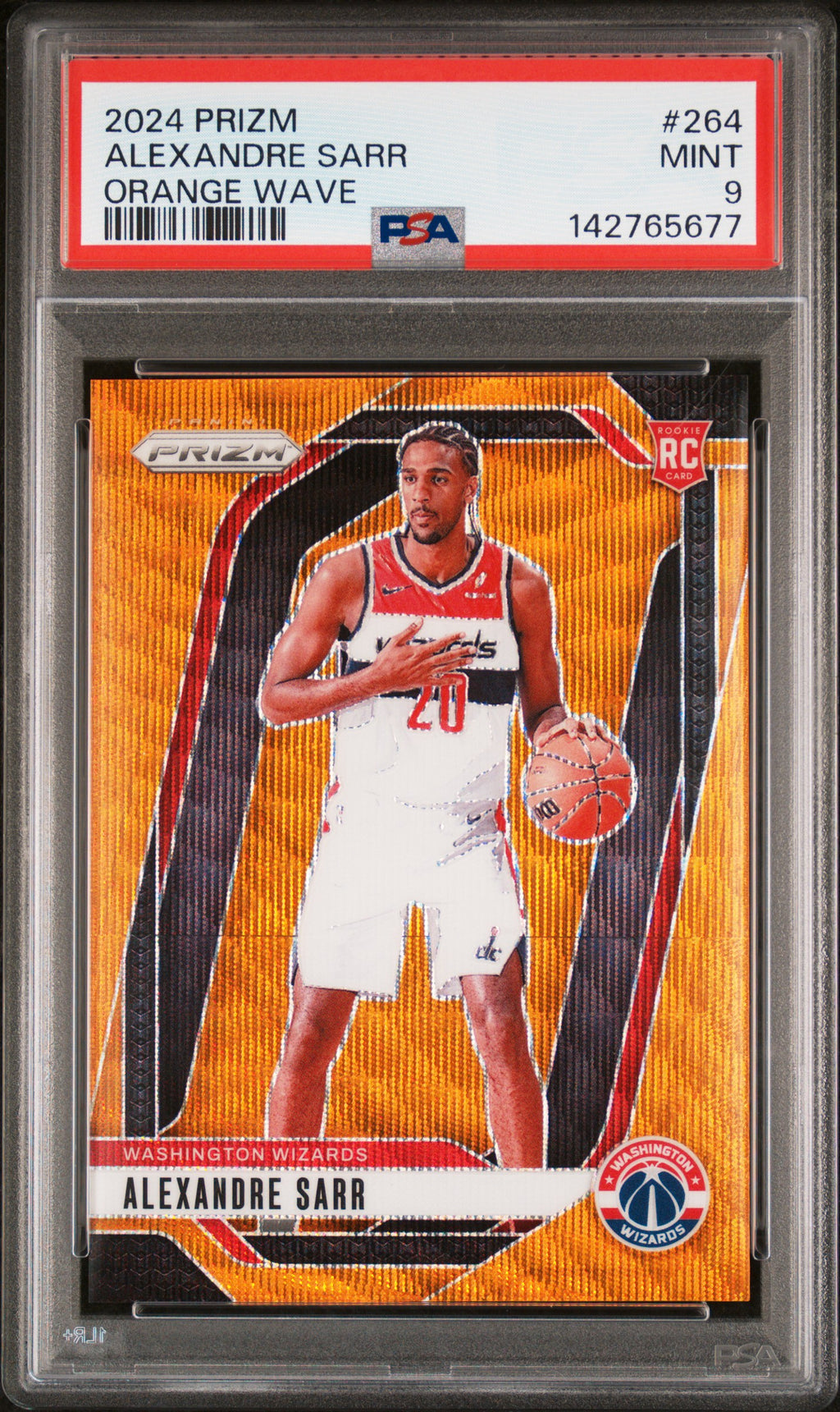 2024 Panini Prizm Alexandre Sarr Orange Wave #264 – PSA 9 — PSA certificate 142765677 — front