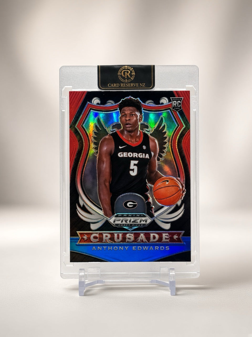 Anthony Edwards Prizm Draft Picks Crusade Red White Blue front — actual card