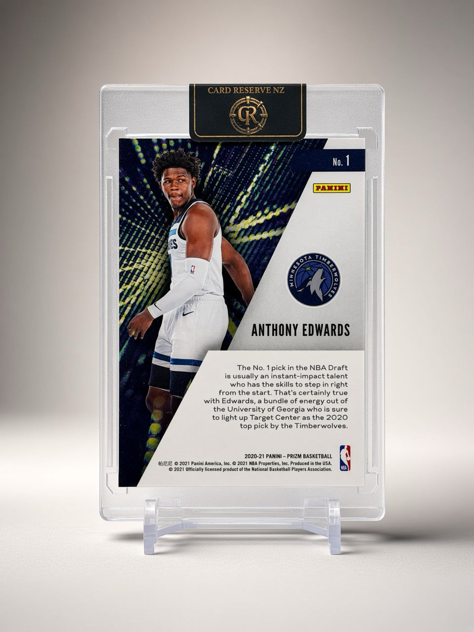 2020-21 Panini Prizm Anthony Edwards Instant Impact Base Rookie #1 — back