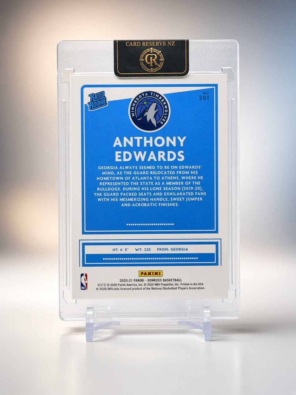 2020-21 Panini Donruss Anthony Edwards Rated Rookie Base #201 — back