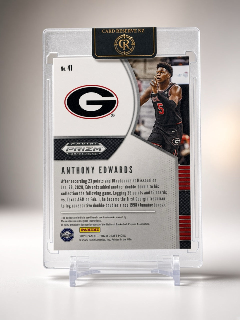 2020 Panini Prizm Draft Picks Anthony Edwards Base Rookie #41 — back