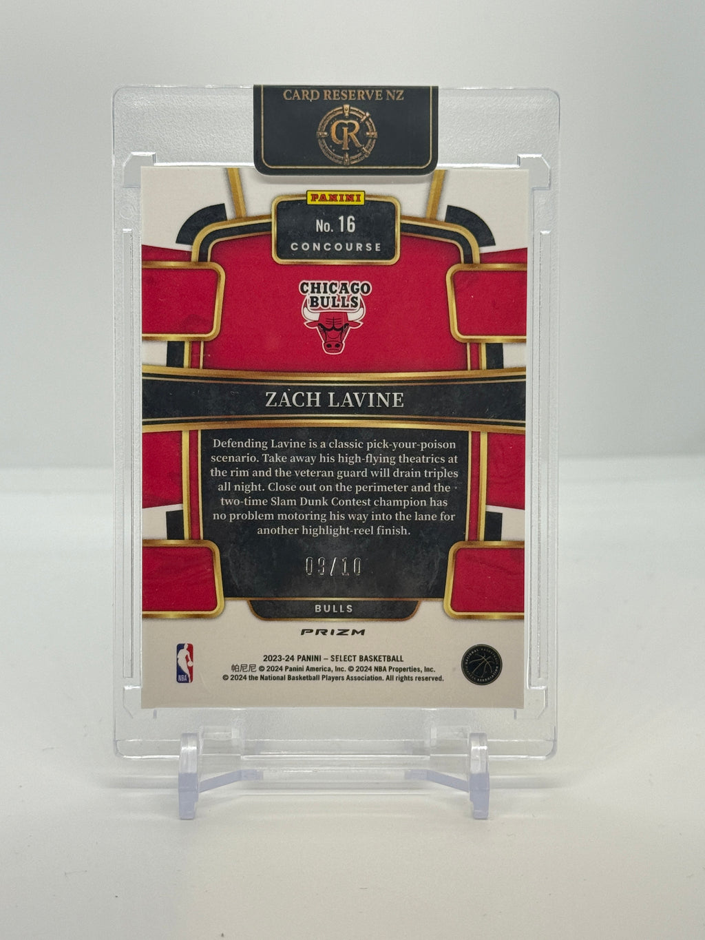 2023-24 Panini Select Zach LaVine Concourse Gold Wave Prizm 09/10 #16 — Raw — back
