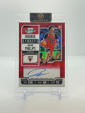 2023-24 Panini Contenders Optic Julian Phillips Rookie Ticket Variation International Red Autograph #117 — Raw — front