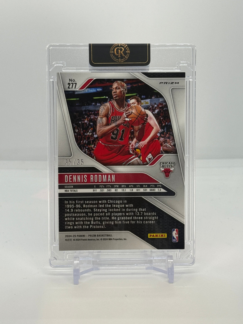 2024-25 Panini Prizm Dennis Rodman Legends Purple Pulsar 35/35 #277 — Raw — back