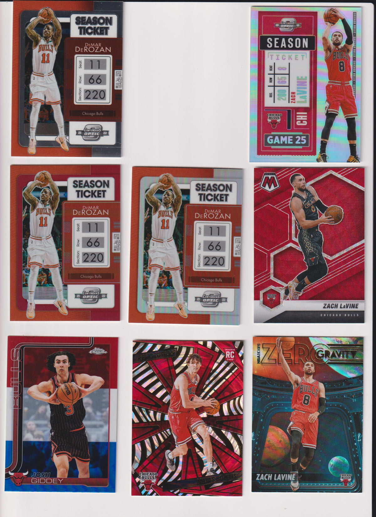 Actual eight-card scan. Card numbers and positions are listed in the product description.