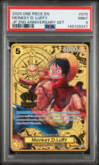 2025 One Piece Japanese 2nd Anniversary Set Monkey D. Luffy #015 — PSA 9 — front