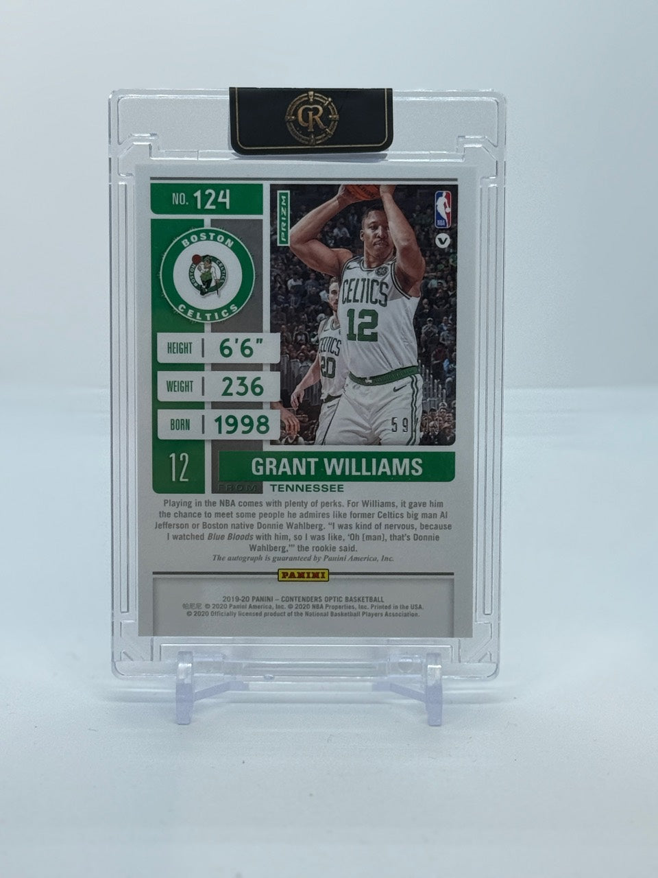 Grant Williams Blue Rookie Ticket Variation autograph back
