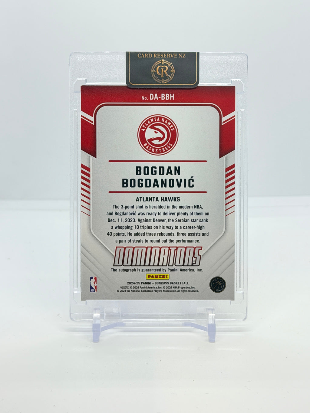 2024-25 Panini Donruss Bogdan Bogdanovic Dominators International Autograph (Unnumbered) #DA-BBH back