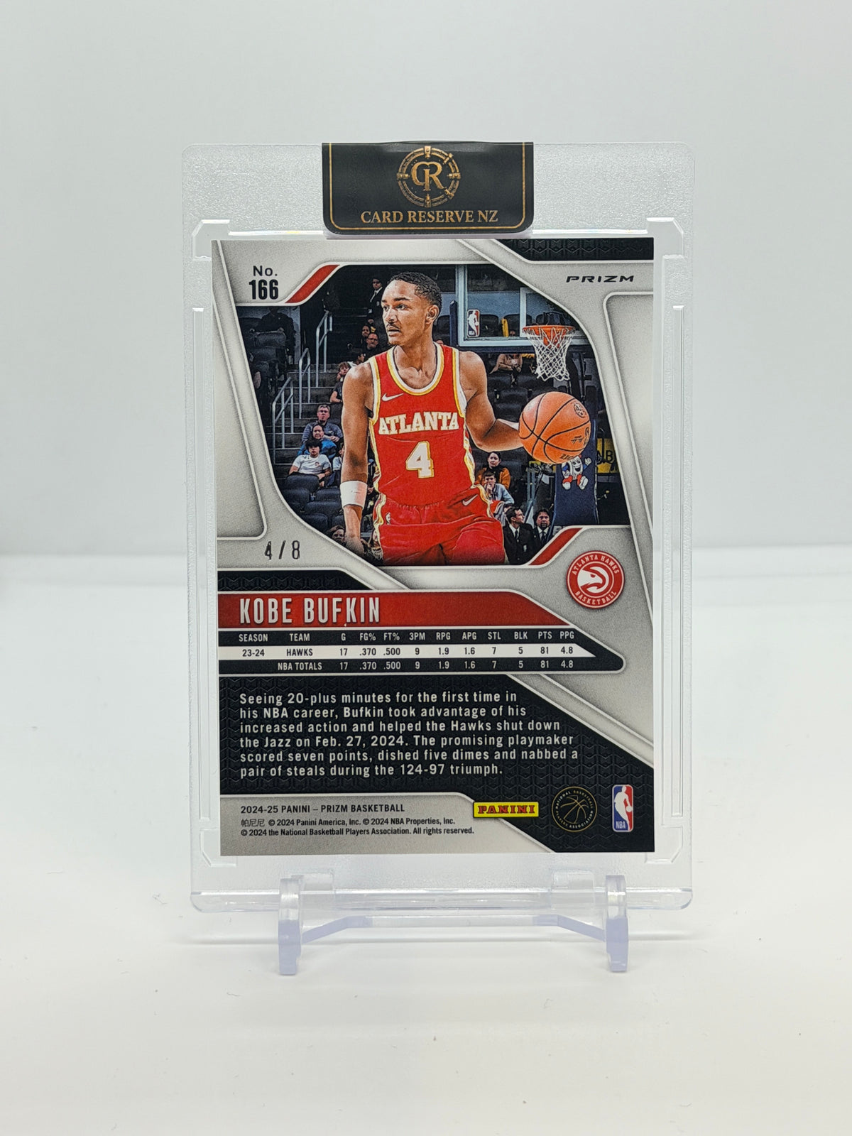 2024-25 Panini Prizm Kobe Bufkin Plum Blossom 4/8 #166 back