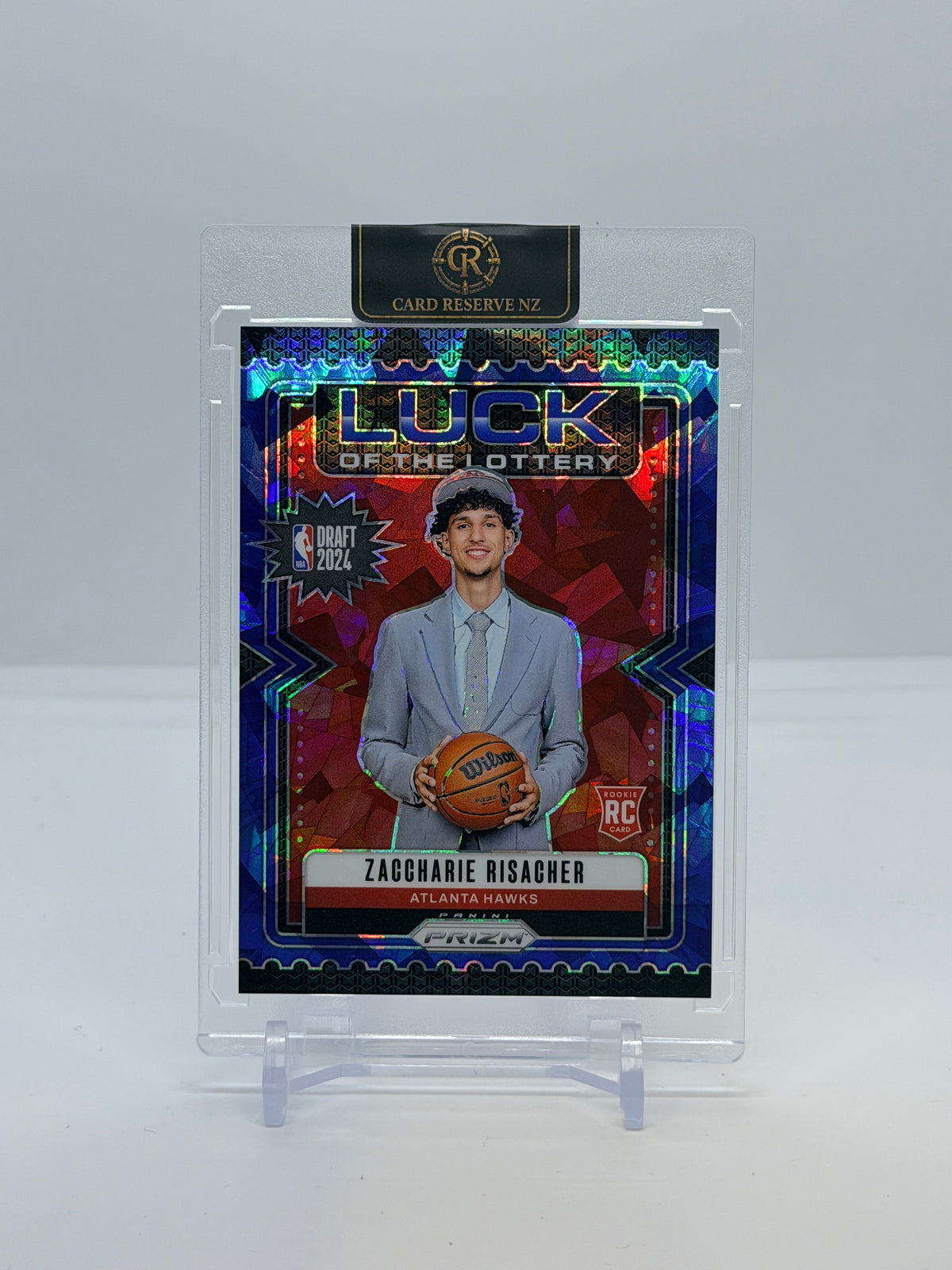 2024-25 Panini Prizm Zaccharie Risacher Luck of the Lottery Blue Ice 053/125 #10 front