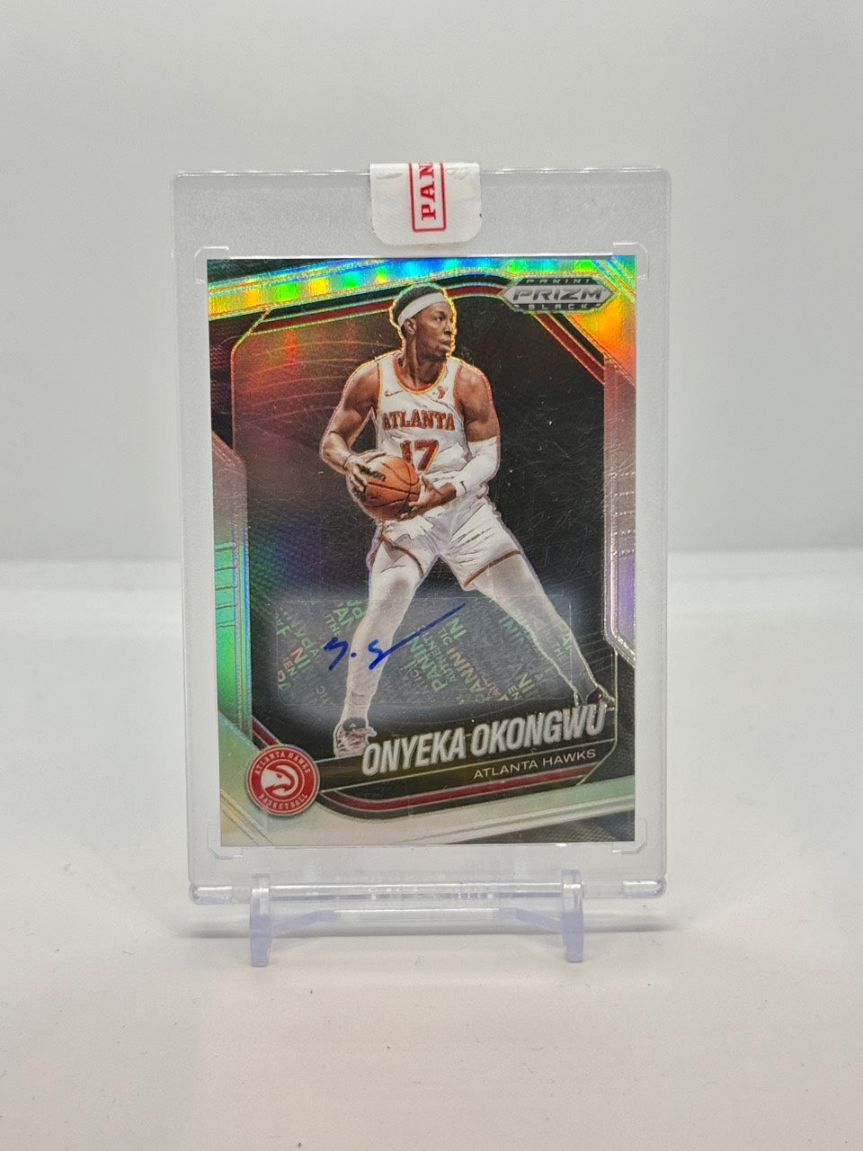 2024-25 Panini Prizm Black Onyeka Okongwu Silver Prizm Autograph #140 — actual card front