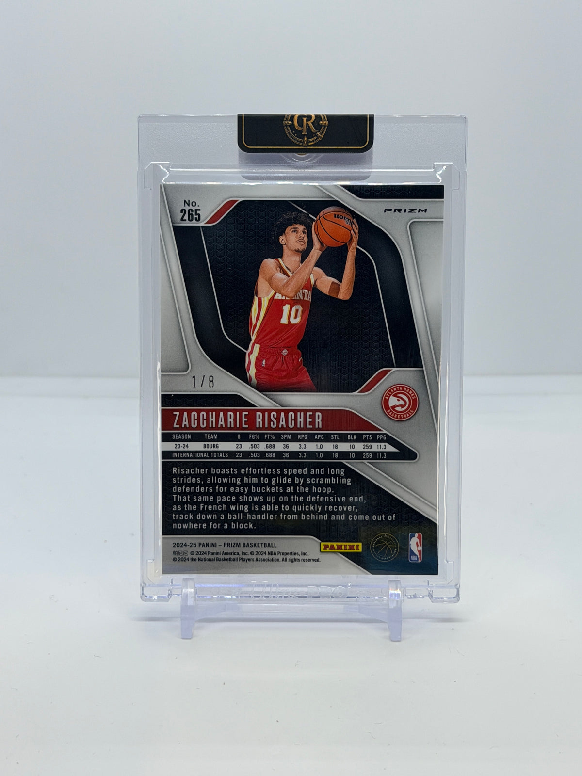 2024-25 Panini Prizm Zaccharie Risacher Plum Blossom #265 — actual card back