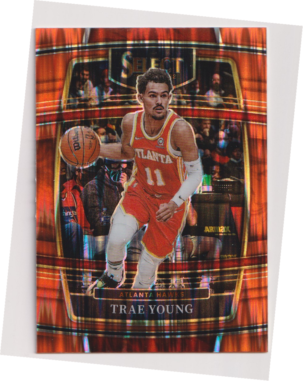 07 2021-22 Panini Select Trae Young Concourse Orange Flash #26 - 2021-22 Panini Select Trae Young Concourse Orange Flash #26 — actual card front scan