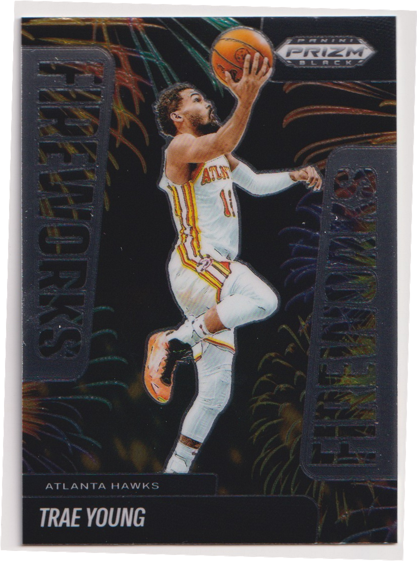 05 — 2024-25 Panini Prizm Black Trae Young Fireworks Base #14 — Raw — actual card front