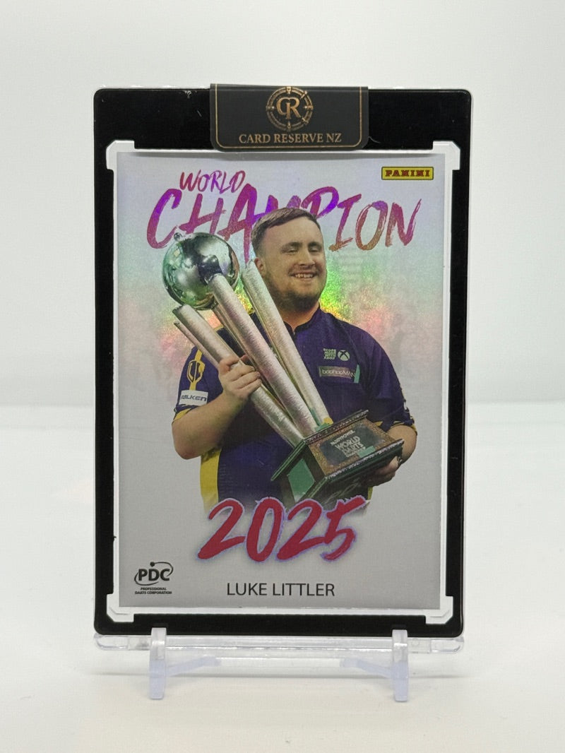 2025 Panini PDC World Championships Luke Littler World Champion 21/50 #CHAMP-14 — Raw — original front photo