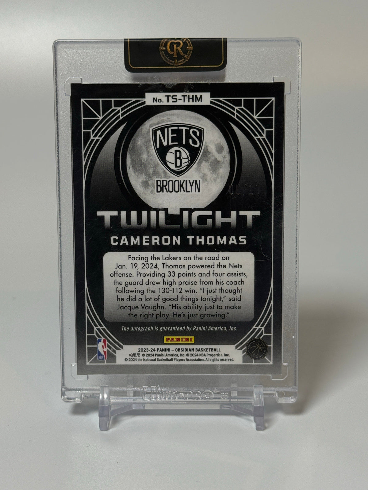Cameron Thomas Twilight Gold Flood #TS-THM serial 09/10 back