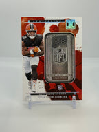 2025 Panini Impeccable Quinshon Judkins NFL Shield Silver Bar Rookie RC 31/35 #12 — Raw — front
