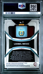 2022 Panini Prizm World Cup Qatar Lionel Messi #7 — PSA 10 — back
