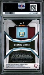 2022 Panini Prizm World Cup Qatar Lionel Messi #7 — PSA 9 — back