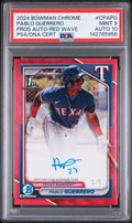 2024 Bowman Chrome Prospect Autographs Pablo Guerrero #CPAPG Red Wave — PSA 9 / Auto 10 front