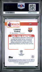 2024-2025 Topps Merlin UEFA Club Competitions Lamine Yamal #19 Black & White Vintage Merlin Refractor — PSA 10 — back