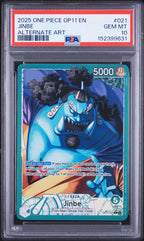 2025 One Piece A Fist of Divine Speed Jinbe Alternate Art OP11-021 — PSA 10 front