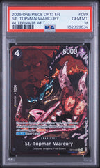 2025 One Piece Carrying On His Will St. Topman Warcury Alternate Art OP13-089 — PSA 10 front