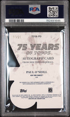 2026 Topps 75 Years of Topps Die-Cut Autographs Paul O'Neill #PO Orange Foil — PSA 10 / Auto 10 back
