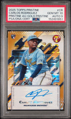 2025 Topps Pristine Pristine Autographs Carlos Rodriguez #CR Gold Pristine — PSA 10 / Auto 9 front