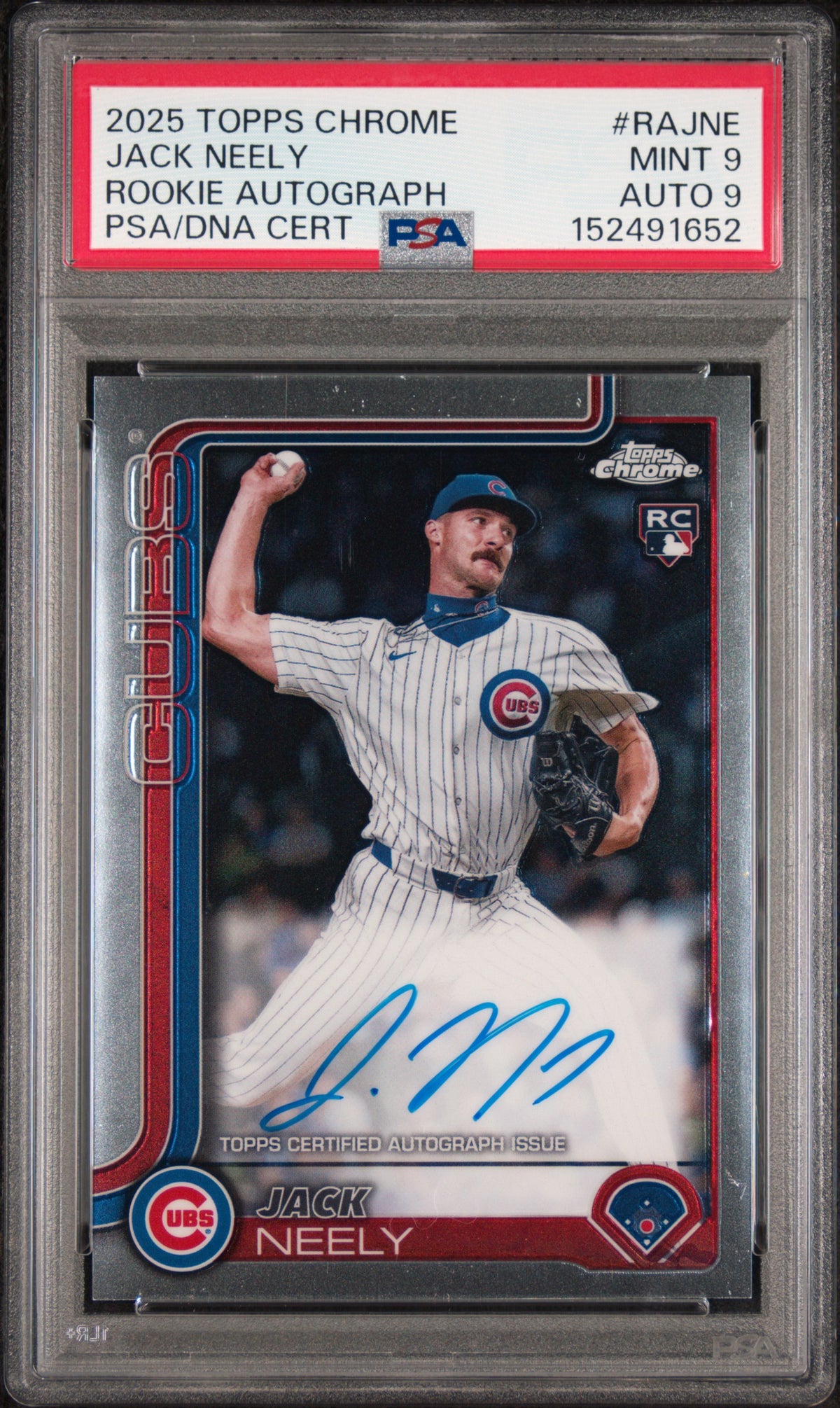 2025 Topps Chrome Rookie Autographs Jack Neely #RAJNE — PSA 9 / Auto 9 front