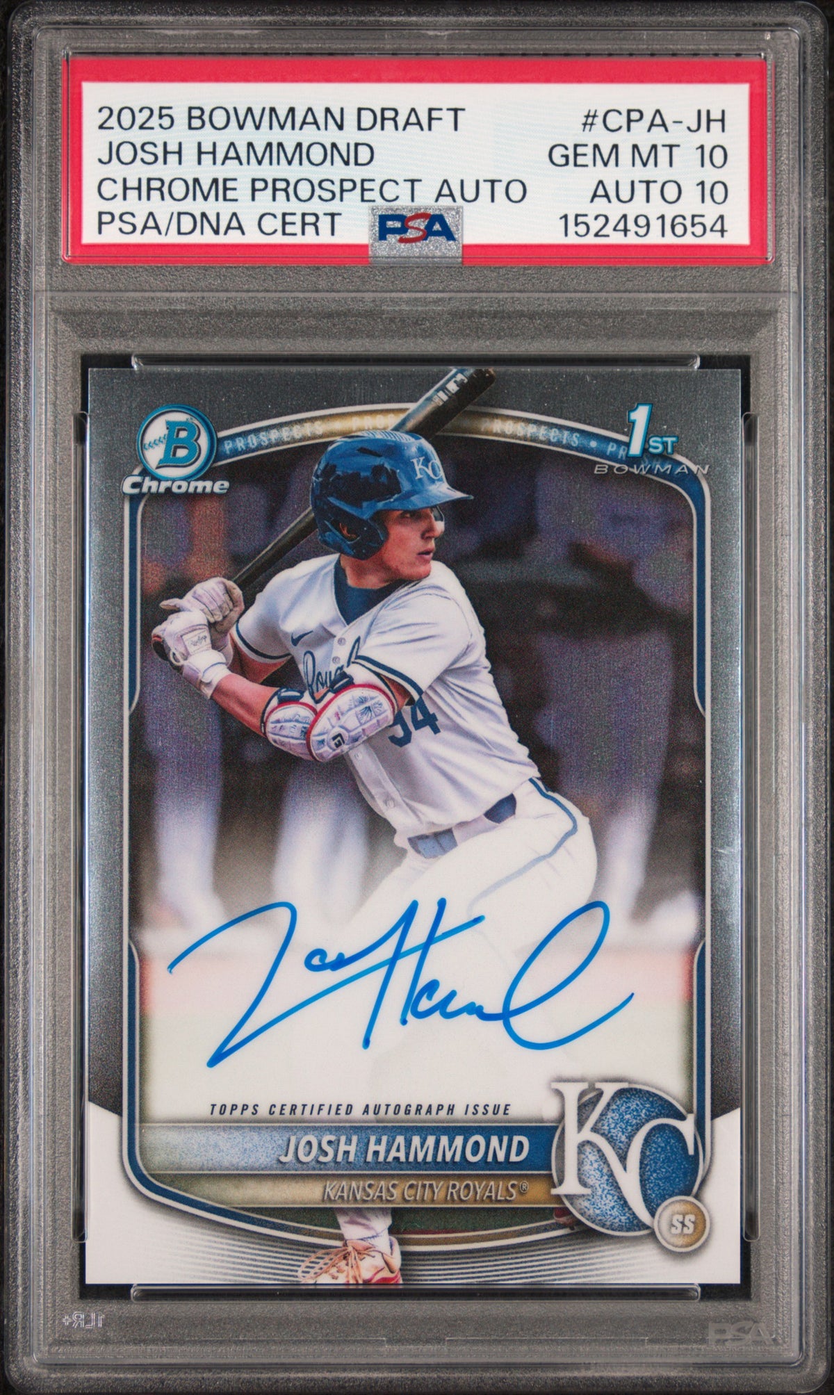 2025 Bowman Draft Chrome Prospect Autographs Josh Hammond #CPA-JH — PSA 10 / Auto 10 front
