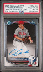 2025 Bowman Draft Chrome Prospect Autographs Cade Obermueller #CPA-CO — PSA 10 / Auto 10 front