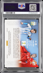 2014 Panini Prizm World Cup Matchups Cristiano Ronaldo / Lionel Messi #19 Yellow & Red Pulsar — PSA 8 — back