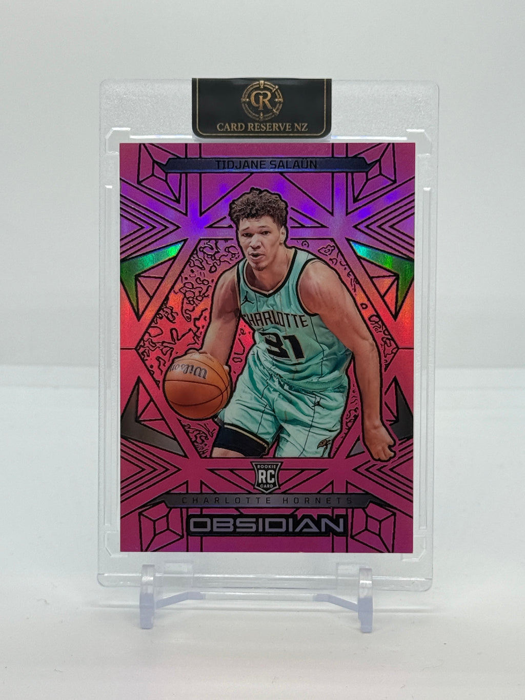 2024-25 Panini Obsidian Tidjane Salaün Electric Etch Pink Flood Rookie /49 #178 — Raw actual front