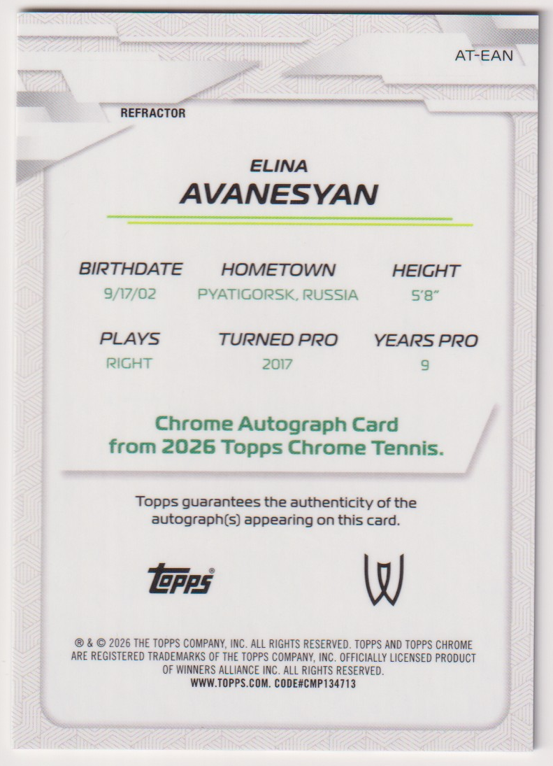 Elina Avanesyan — #AT-EAN Refractor Auto — back